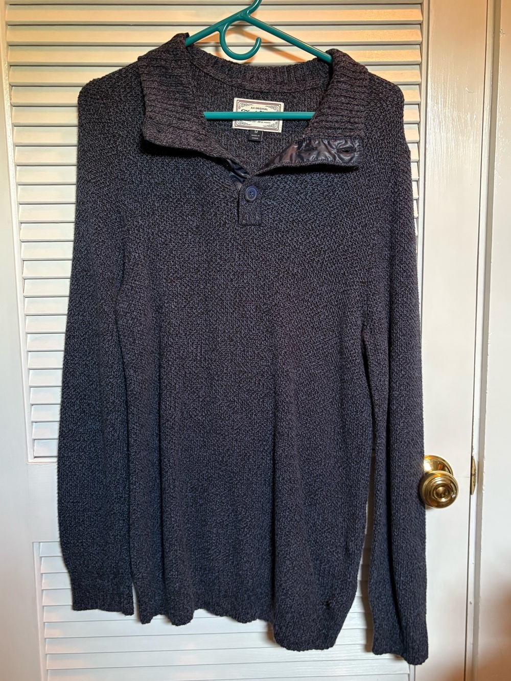 Flag & Anthem Marled Navy Blue Sweater — Men’s Medium
